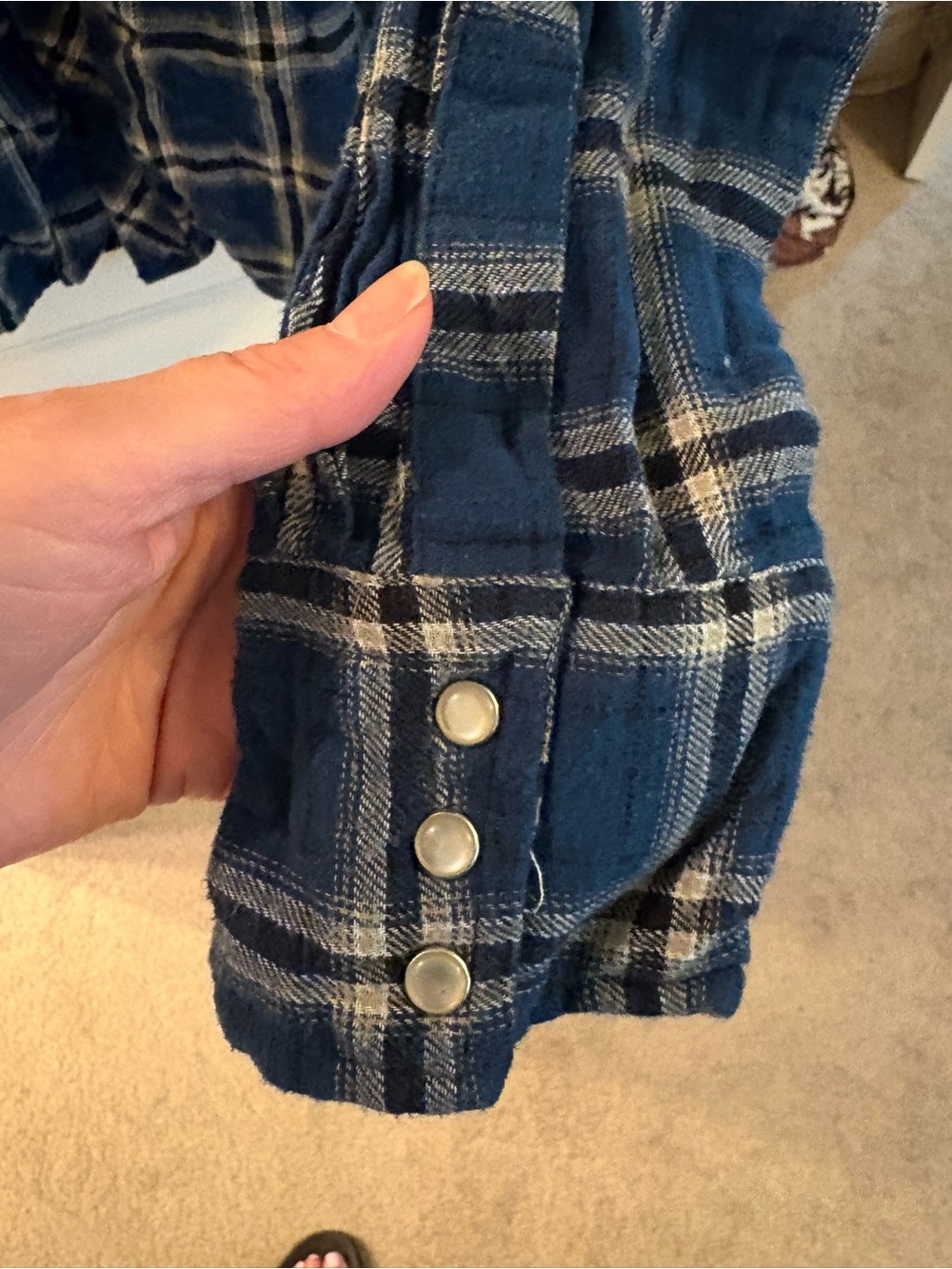 Wrangler Blue Plaid Pearl Button Snap Flannel Shirt - Picture 9 of 16